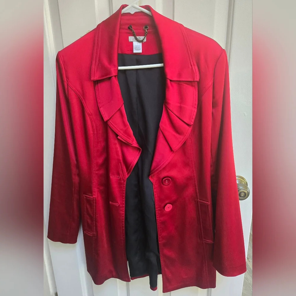 Cache cherry red long jacket, small